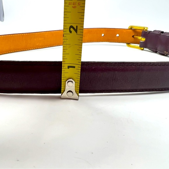 VTG 90S COACH 6605 Men 28" Belt Burgundy Glove Tanned Cowhide Brass Buckle USA - Picture 6 of 6